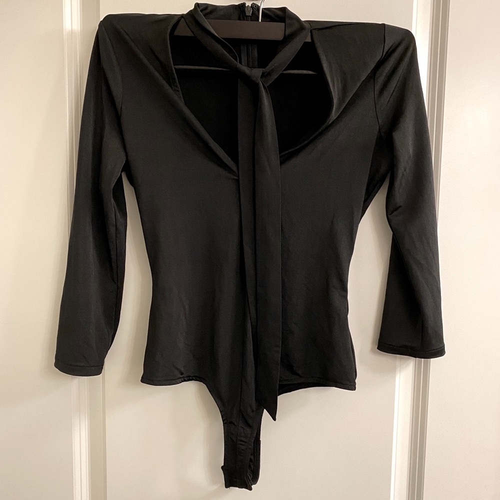 GUESS Long sleeve body suit with neck tie - XS